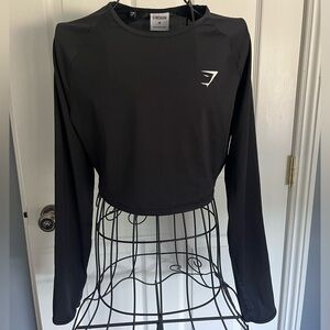 Gymshark, training long sleeve crop top, black
